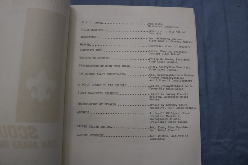 1964 APR 9 STRENGTHEN AMERICA FOUR LAKES COUNCIL DINNER PROGRAMS-LOT OF 3-K 3217