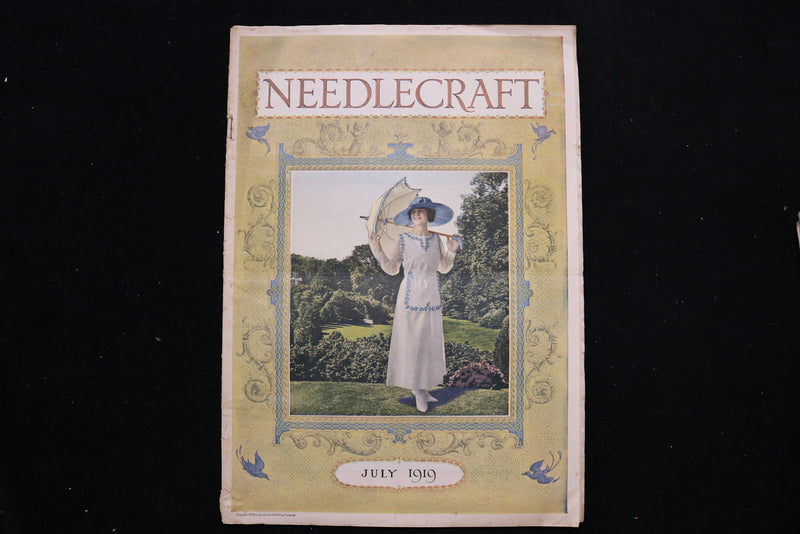 1919 JULY NEEDLECRAFT MAGAZINE - LADY WITH UMBRELLA COVER - E 9954