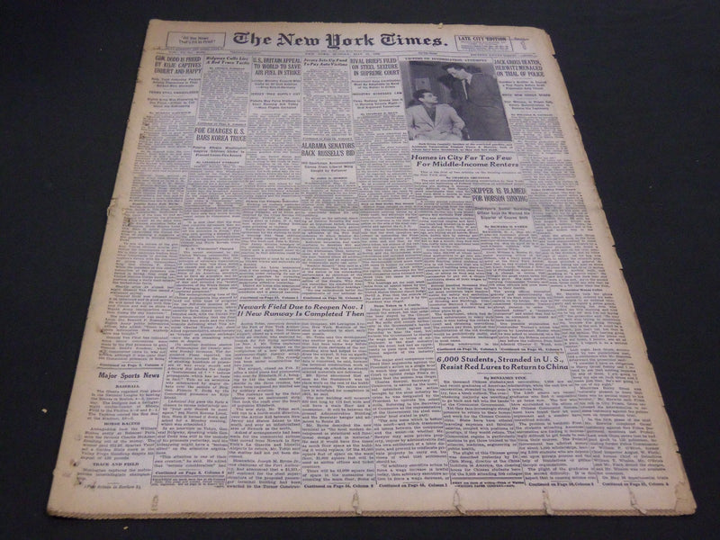 1952 MAY 11 NEW YORK TIMES - JACK GROSS BEATEN - GEN. DODD FREED - NT 4551