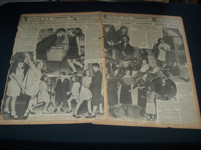 1931 PITTSBURGH SUN-TELEGRAPH SUNDAY SOCIETY SECTIONS LOT OF 13 - NTL 86