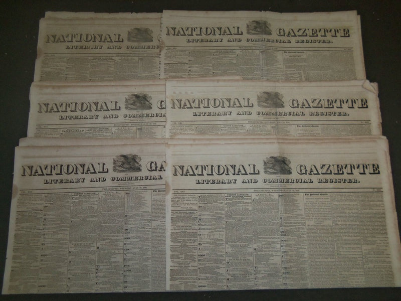 1841 NATIONAL GAZETTE LITERARY COMMERCIAL REGISTER NEWSPAPER LOT OF 19 - NP 1456