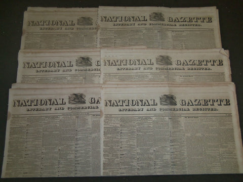 1841 NATIONAL GAZETTE LITERARY COMMERCIAL REGISTER NEWSPAPER LOT OF 19 - NP 1456