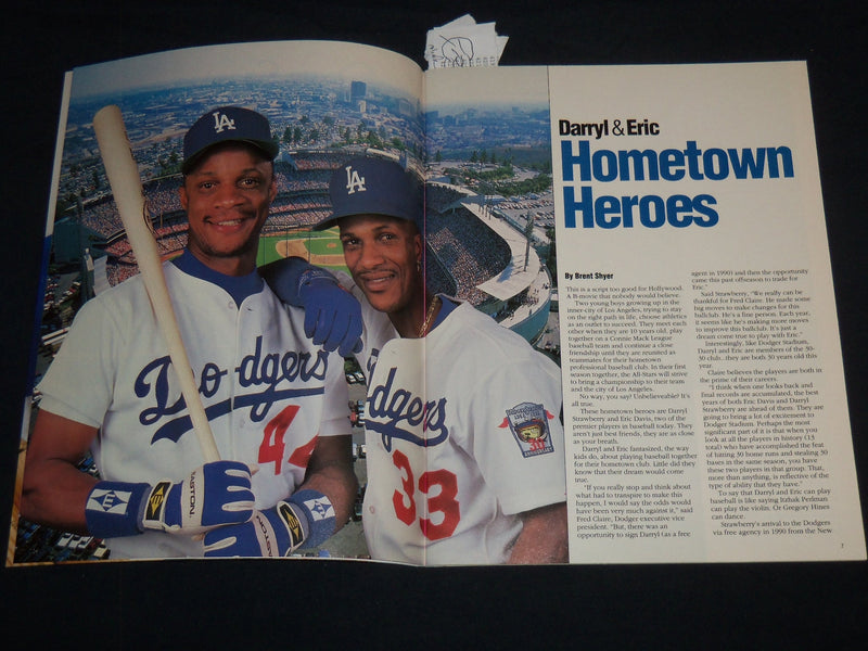 1992 DODGERS MAGAZINE - DARRYL STRAWBERRY & DAVIS ERIC COVER - J 8698