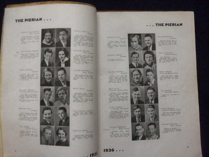 1936 PIERIAN MORTON HIGH SCHOOL YEARBOOK - RICHMOND, INDIANA - YB 1926H