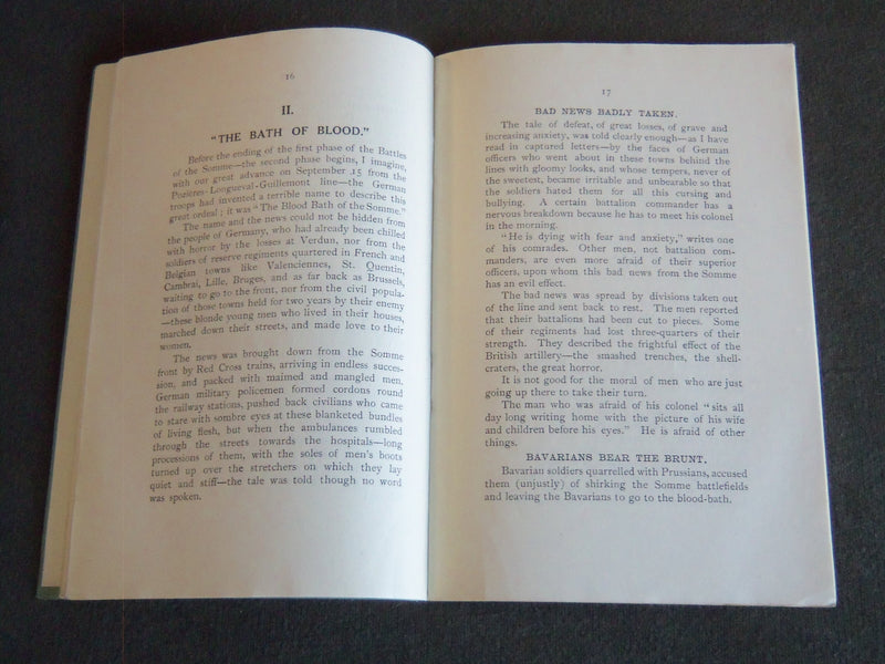 1917 THE GERMANS ON THE SOMME SOFTCOVER BOOK BY PHILIP GIBBS - J 7189