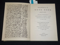 1925 BOSWELL'S NOTE BOOK 1776-1777 - JOHNSON'S EARLY LIFE - KD 9416