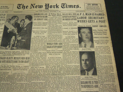 1952 DEC 2 NEW YORK TIMES - A. F. L. MAN IS NAMED LABOR SECRETARY - NT 4549