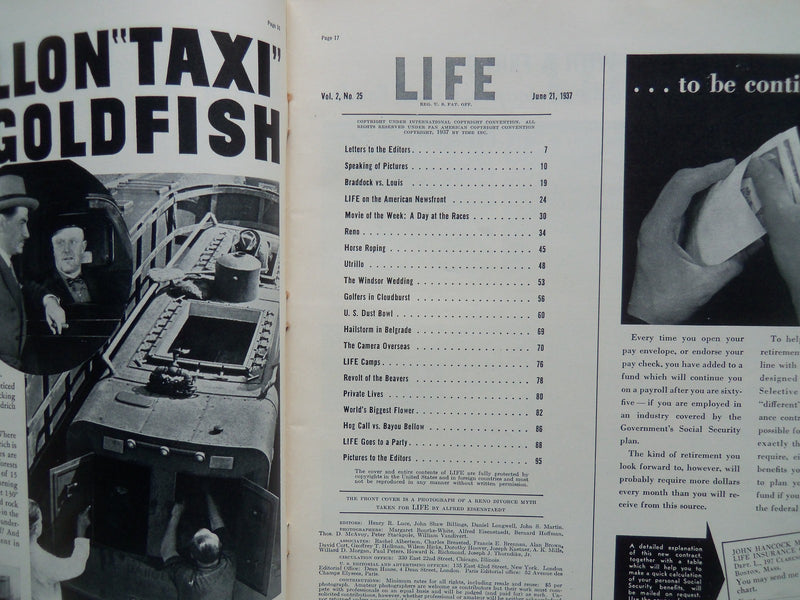 1937 JUNE 21 LIFE MAGAZINE - RENO DEVORCE MYTH - L 31