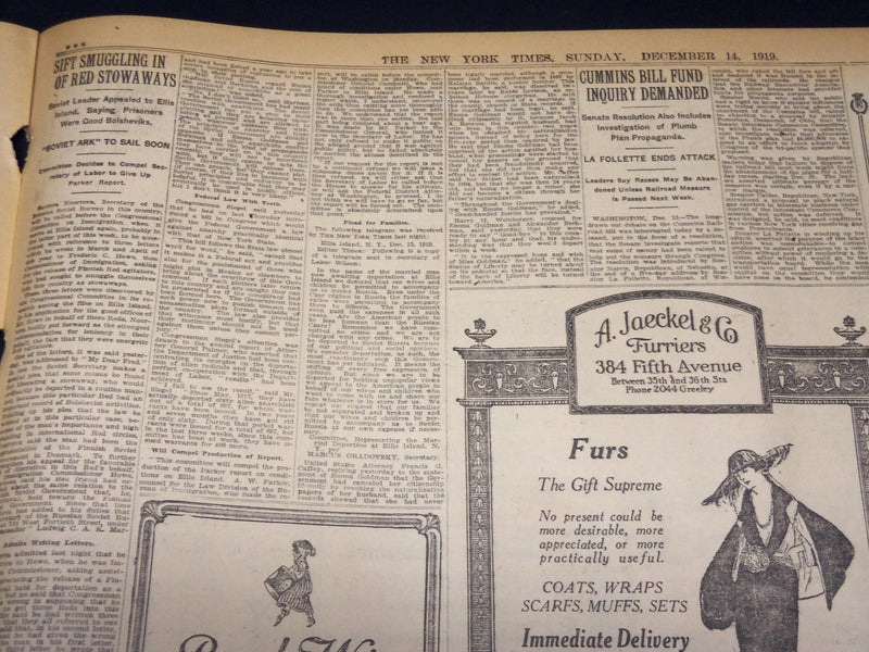 1919 DECEMBER 14 NEW YORK TIMES - MOVE TO RATIFY TREATY WITHOUT LEAGUE - NT 7955