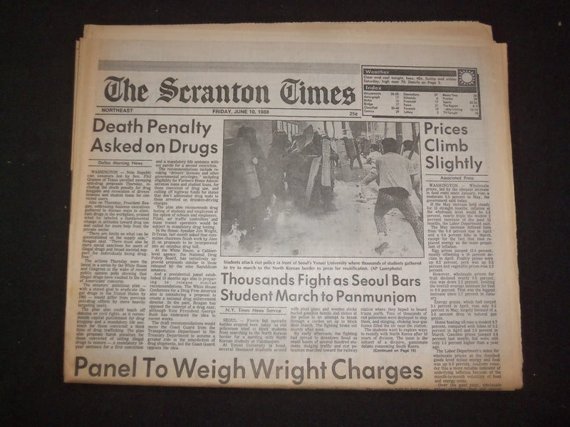 1988 JUNE 10 THE SCRANTON TIMES NEWSPAPER -DEATH PENALTY ASKED ON DRUGS- NP 8328
