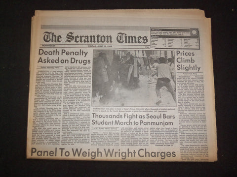 1988 JUNE 10 THE SCRANTON TIMES NEWSPAPER -DEATH PENALTY ASKED ON DRUGS- NP 8328