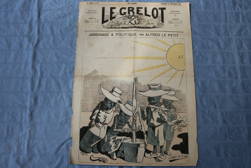 1872 SEPTEMBER 29 LE GRELOT NEWSPAPER - JARDINAGE & POLITIQUE - FRENCH - NP 8602