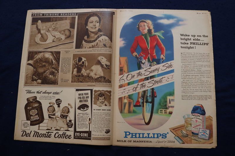 1944 MAY 21 CHICAGO TRIBUNE MAGAZINE - DOLORES MORAN COVER - E 22810