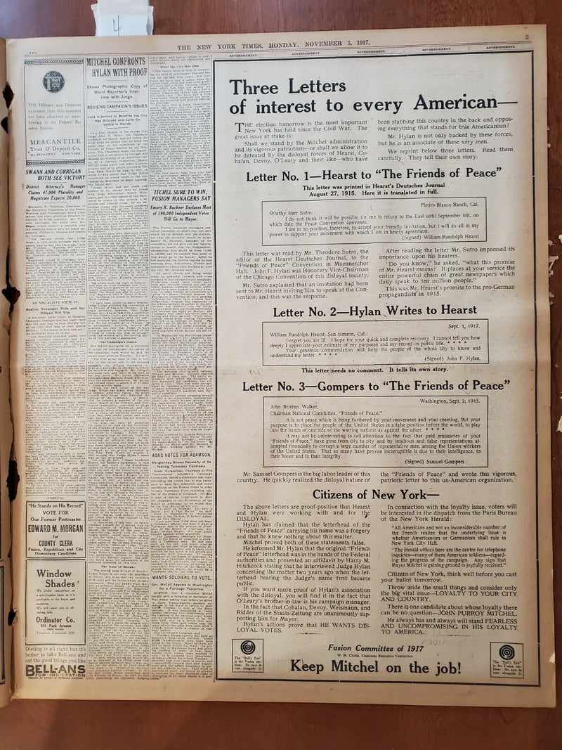 1917 NOVEMBER 5 NEW YORK TIMES - THREE AMERICANS KILLED IN GERMAN RAID - NT 8061