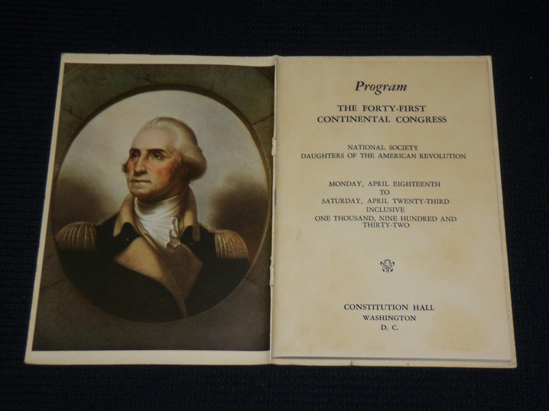 1932 FORTY-FIRST CONTINENTAL CONGRESS PROGRAM - AMERICAN REVOLUTION - J 6944