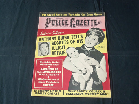 1963 NOVEMBER THE NATIONAL POLICE GAZETTE MAGAZINE - ANTHONY QUINN AFFAIR-B 5722