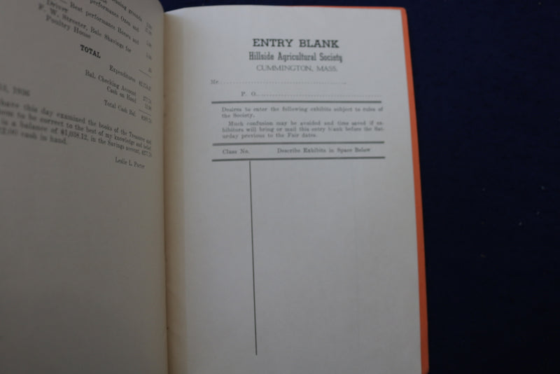 1938 SEP 27-28 HILLSIDE AGRICULTURAL SOCIETY PREMIUM LIST SOFTCOVER BOOK- K 1371