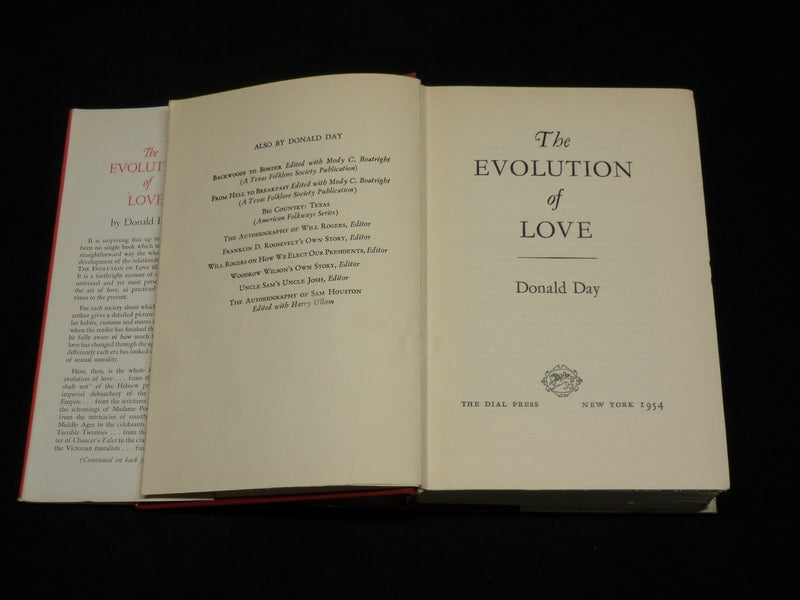 1954 THE EVOLUTION OF LOVE HARDCOVER BOOK BY DONALD DAY - KD 2766H
