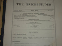 1908 MAY THE BRICKBUILDER MAGAZINE - AN ARCHITECTURAL MONTHLY - ST 258F