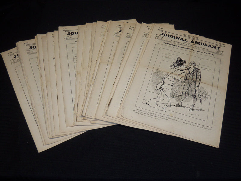 1880 JOURNAL AMUSANT ILLUSTRE FRENCH MAGAZINE LOT OF 30 - FASHION ILLUS- O 3197J