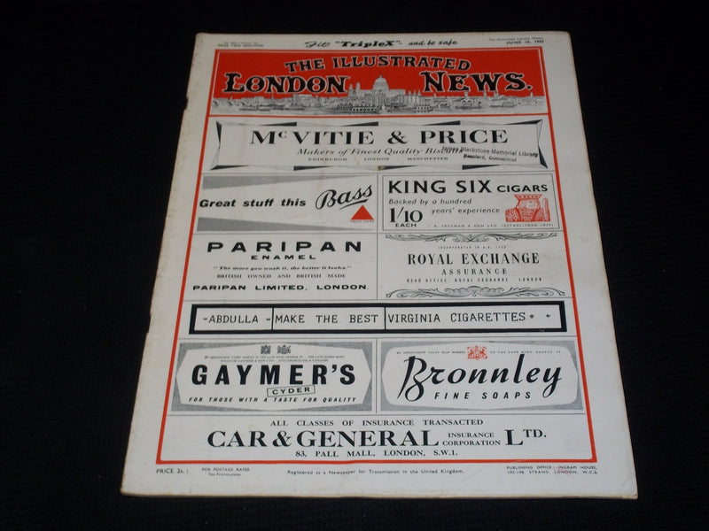 1955 JUNE 18 ILLUSTRATED LONDON NEWS MAGAZINE NICE COVERS & ADS - E 4241