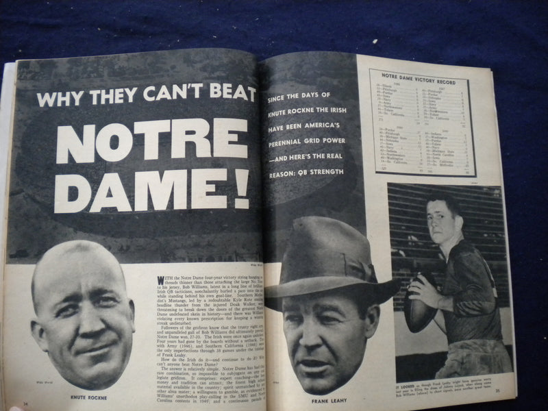 1950 COMPLETE FOOTBALL MAGAZINE - BOB WILLIAMS, NOTRE DAME - B 439J