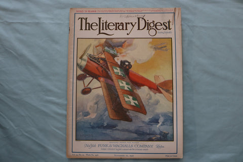 1917 NOV 10 THE LITERARY DIGEST MAGAZINE - BRINGING DOWN RAIDER COVER - E 26608