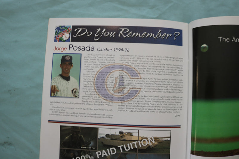 2001 COLUMBUS CLIPPERS 25TH ANNIVERSARY YEARBOOK - JETER - RIVERA - K 3399