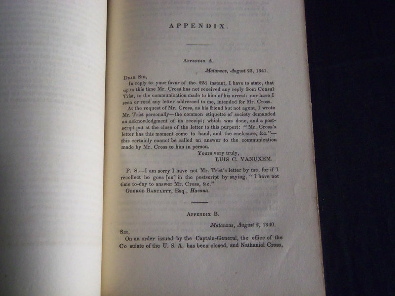 1841 LETTER OF LUIS C. VANUXEM OF MATANZAS N. P. TRIST -NATHANIEL CROSS - J 4339