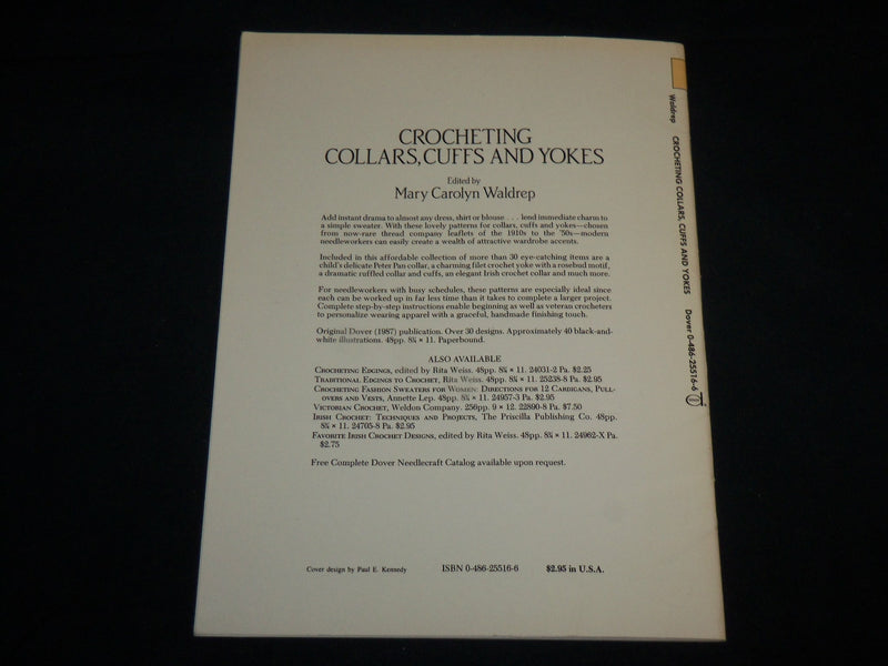1987 CROCHETING COLLARS CUFFS AND YOKES BOOK EDITED BY MARY WALDREP - J 6741