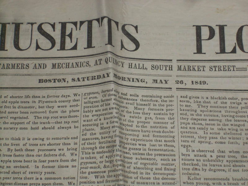1849 MAY 26 MASSACHUSETTS PLOUGHMAN - ST. LOUIS FIRE - ROBERT STOREY - NP 5169