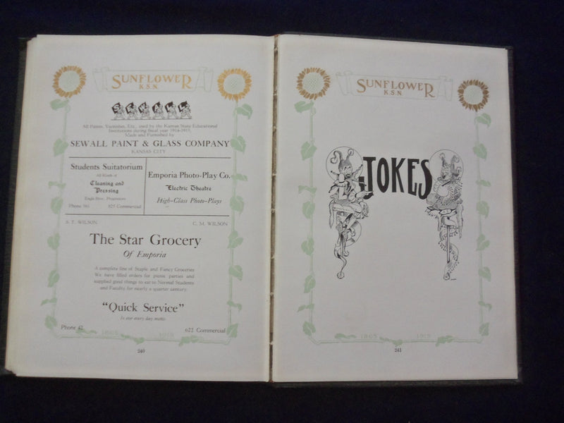 1915 THE SUNFLOWER KANSAS STATE NORMAL SCHOOL YEARBOOK - EMPORIA, KS - YB 3117
