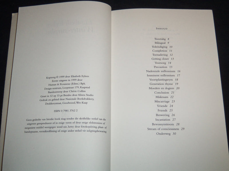1999 WINTER SURPLUS BOOK BY ELISABETH EYBERS - HUMAN & ROUSSEAU - J 8752