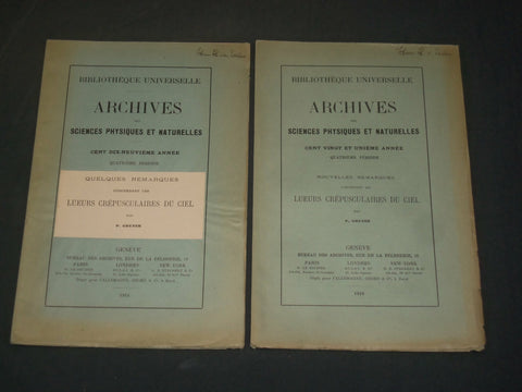1914-1916 ARCHIVES DES SCIENCES PHYSIQUES FRENCH BOOK LOT OF 2 - J 5918