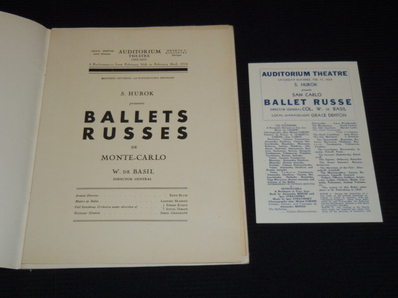 1934 BALLETS RUSSES DE MONTE CARLO PROGRAM - GREAT PHOTOS - J 7275