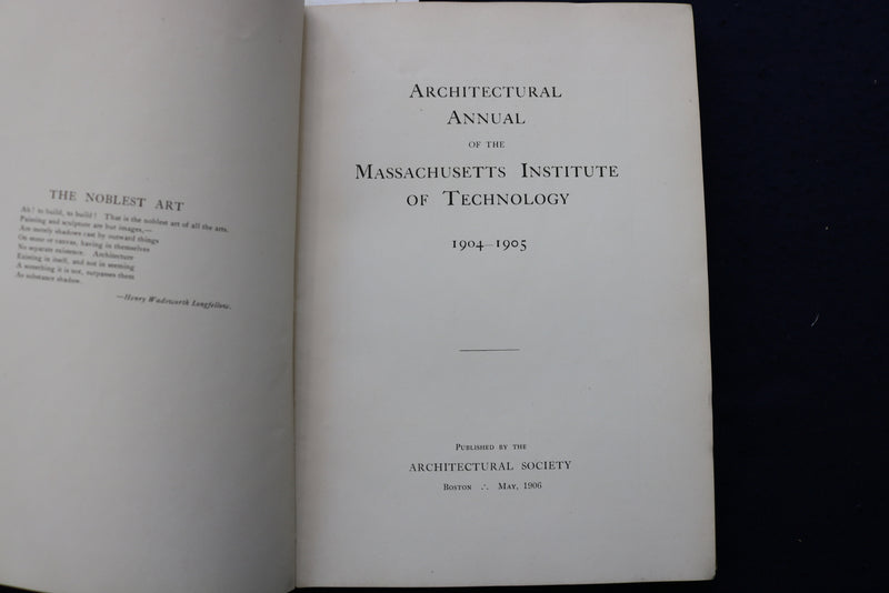 1905 M.I.T. ARCHITECTURAL ANNUAL HARDCOVER BOOK - K 1302