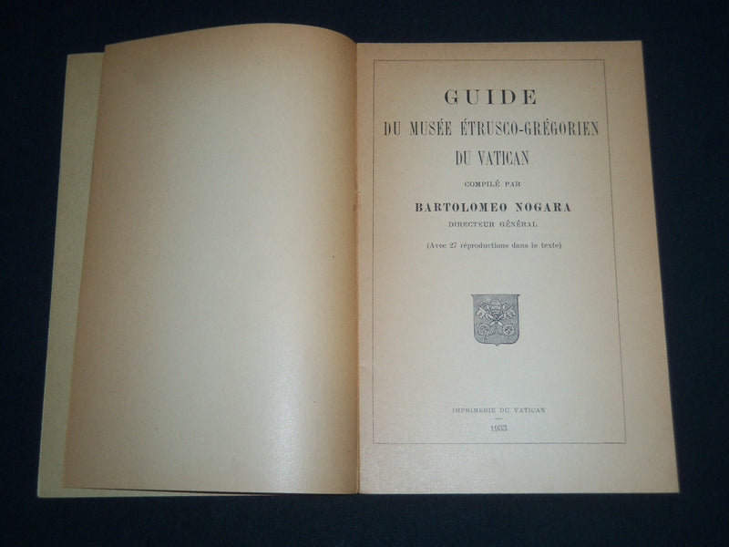 1933 GUIDE DU MUSEE ETRUSCO - GREGORIEN DU VATICAN - FRENCH - J 4151