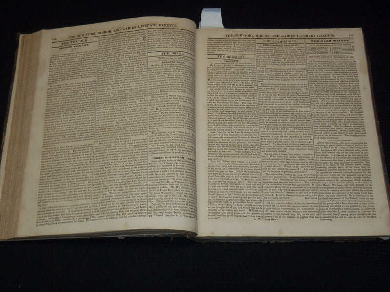 1824-1825 NEW YORK MIRROR AND LADIES GAZETTE BOUND VOLUME NO. 2 - KD 4675L