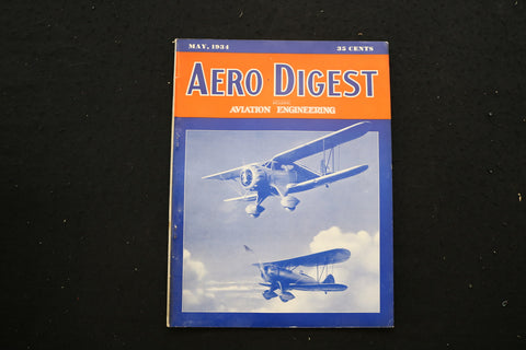1934 MAY AERO DIGEST MAGAZINE - WACO MODEL C COVER - E 10687