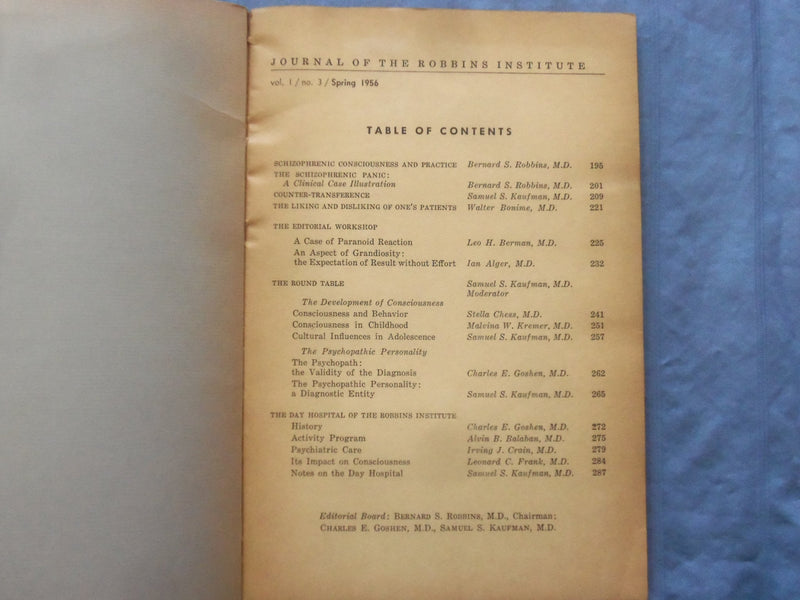 1956 SPRING PSYCHO THERAPY SOFTCOVER BOOK - ROBBINS INSTITUTE - K 299
