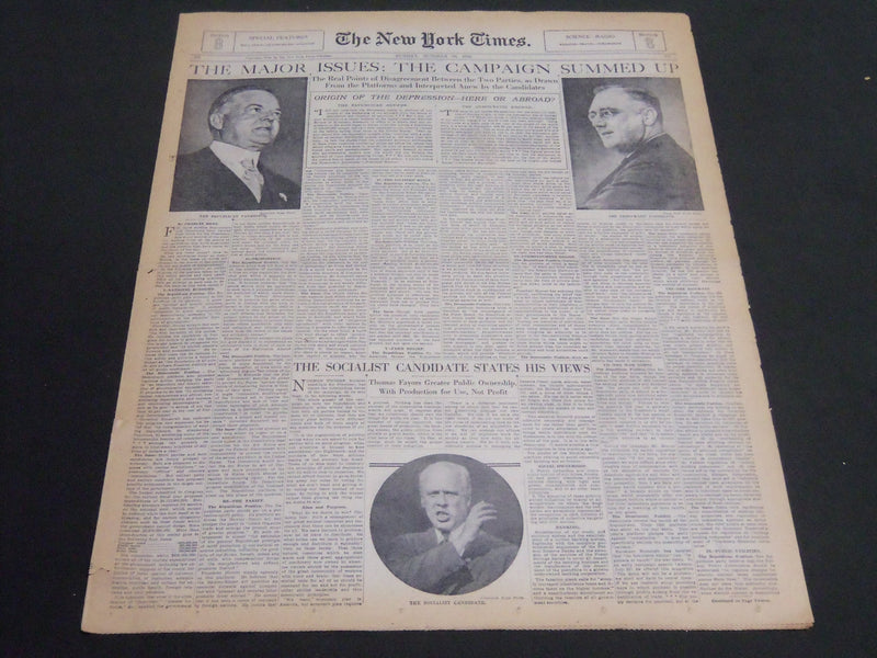 1932 OCTOBER 30 NY TIMES SPECIAL FEATURES - THE CAMPAIGN SUMMED UP - NT 7093