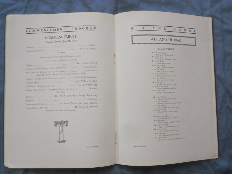 1914 THE BLUE AND GOLD BURLINGTON HIGH SCHOOL YEARBOOK -BURLINGTON, NJ - YB 3387