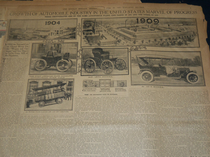 1909 THE BOSTON HERALD SUNDAY MAGAZINE SECTIONS LOT OF 21 - NICE PHOTOS - UP 94
