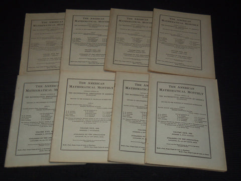1923 THE AMERICAN MATHEMATICAL MONTHLY MAGAZINE LOT OF 8- COMPLETE YR - WR 277G
