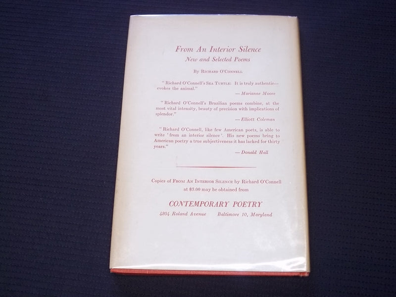 1961 FROM AN INTERIOR SILENCE SELECTED POEMS BOOK SIGNED BY O'CONNEL- KD 7561