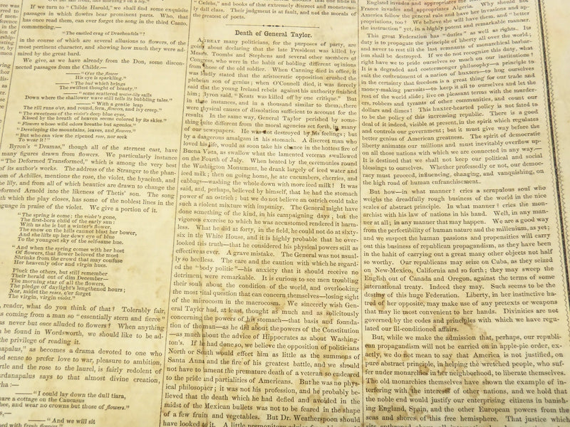 1850 JULY 27 BOSTON MUSEUM NEWSPAPER MILLARD FILLMORE - 13TH PRESIDENT - NP 9056