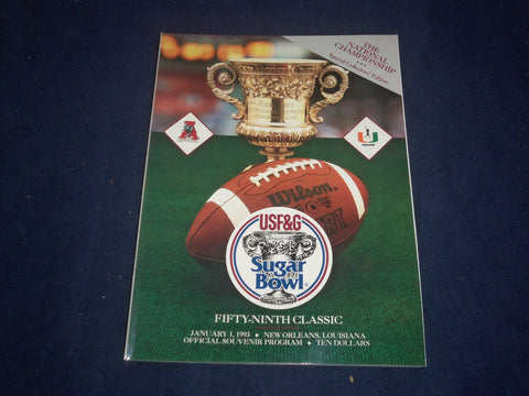 1993 JANUARY 1 SUGAR BOWL UNIVERSITY OF ALABAMA VS MIAMI PROGRAM - ST 4137G