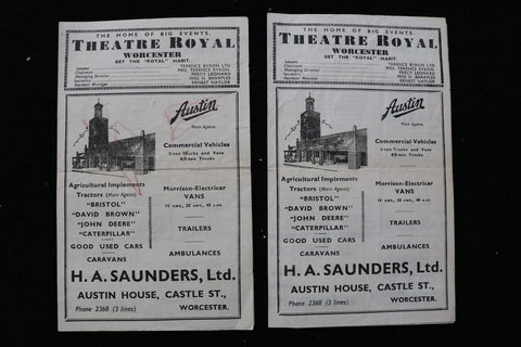 1944 THEATRE ROYAL WORCESTER PROGRAMME - LOT OF 2 - K 2798
