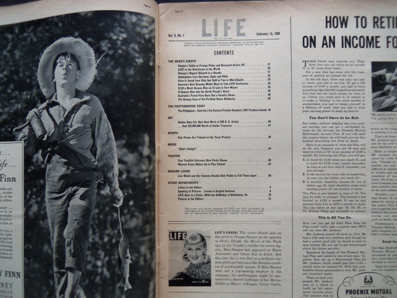 1939 FEBRUARY 13 LIFE MAGAZINE - NORMA SHEARER - L 117