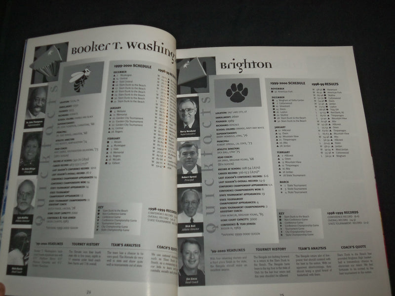 1999 DEC 26-30 SLAM DUNK TO BEACH NATIONAL HOLIDAY BASKETBALL MEDIA GUIDE-J 3861